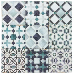 Cercles muraux Portugal carreaux de céramique Azulejos de texture de carreaux de céramique azur