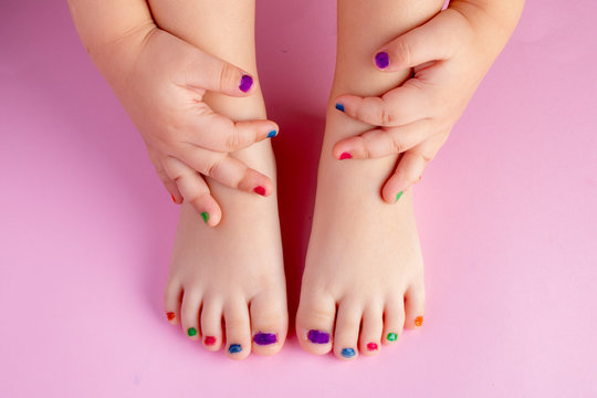 female Feet with painted nails and fingers nails