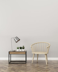 Comfort space in house.empty room with chair.Scandinavian interior interior design. -3d rendering