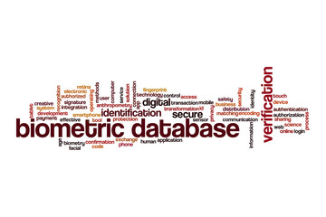 Biometric database word cloud concept