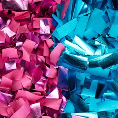 Gender reveal confetti, for boy and girl, pink and blue