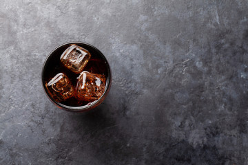 Class of cola with ice cubes