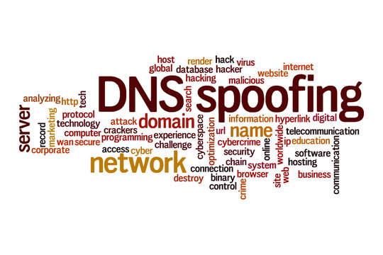 DNS spoofing word cloud concept
