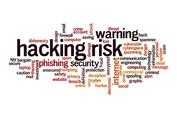 Hacking risk word cloud concept