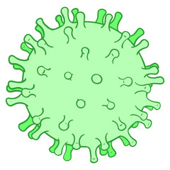 corona virus in green. vector illustration on white background.