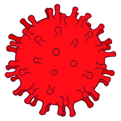 corona virus in red. isolated on white background.