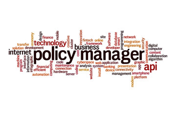 Policy manager word cloud concept