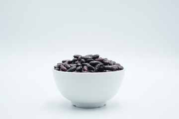 Red Kidney Bean  or Phaseolus vulgaris shot on a white isolated background.