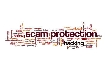 Scam protection word cloud concept