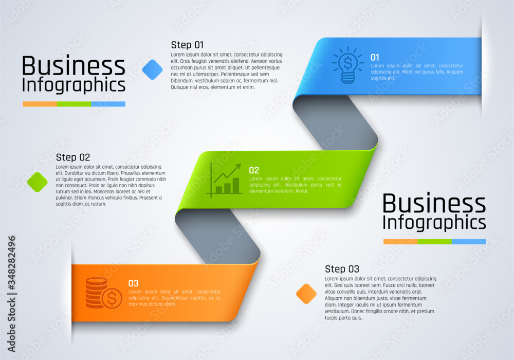 Poster step chart infographics of business presentation vector template. chart, graph and diagram with 3 st