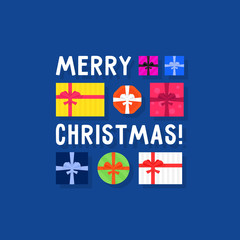 Fototapeta premium merry christmas with top view gift box