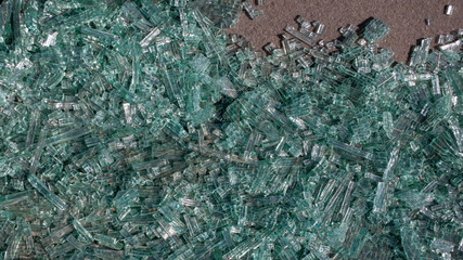 background of transparent green tempered triplex winshield  glass broke