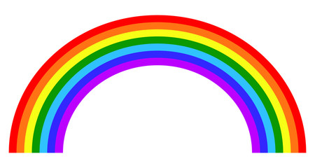 Rainbow arc shape, half circle, bright spectrum colors. Vector illustration