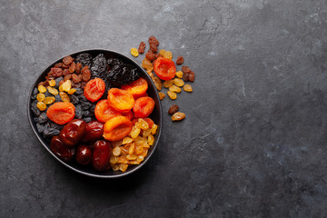 Various dried fruits and nuts