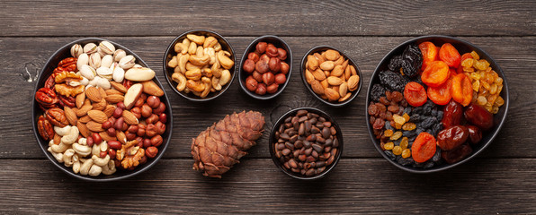 Various dried fruits and nuts