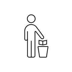 outline man with trash can