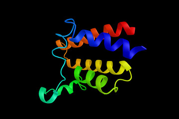 Bromodomain-containing protein 4, a protein implicated in promoting gene transcription through interaction with the transcription elongation factor P-TEFb and RNA polymerase II. 3d rendering