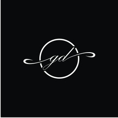 Initial GD beauty monogram and elegant logo design, handwriting logo of initial signature, wedding, fashion with creative template.