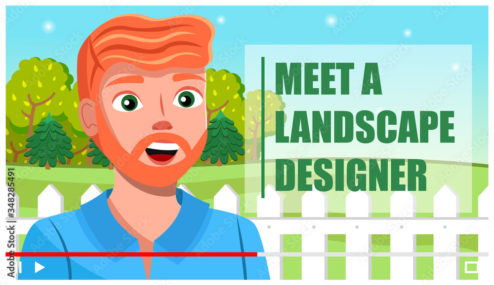 Aufkleber concept of video player interface. online streaming with professional landscape designer. shooting o