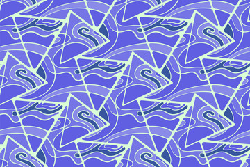 Geometric abstract pattern of blue triangles and lines. Vector flat illustration.