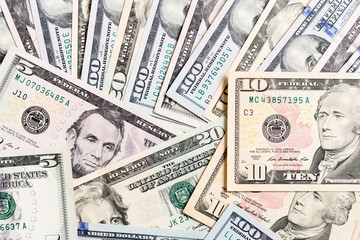 US Dollar bills. one hundred dollar bills background. Top view of business concept on background with copy space