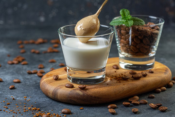 Preparing a trendy coffee drink.