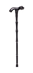 black wooden walking stick isolated on white background