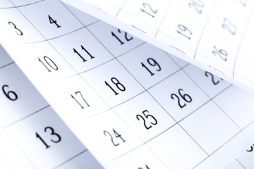 Abstract blur page calendar flipping sheet close background