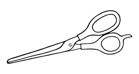 LINE DRAWING OF SCISSORS FOR CUTTING HAIR IN THE STYLE OF DOODLE