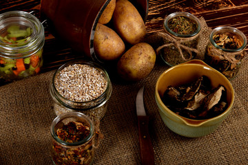 dried spices in glass jars