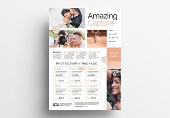 Wedding Photography Poster Layout with Pricing List