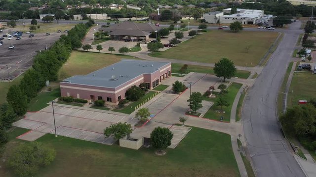 Office building and parking lot, Bryan, Texas, USA