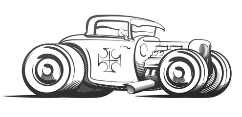Abstract hot rod graphically, in vector.
