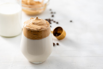 Dalgona Coffee, a trendy fluffy creamy whipped coffee