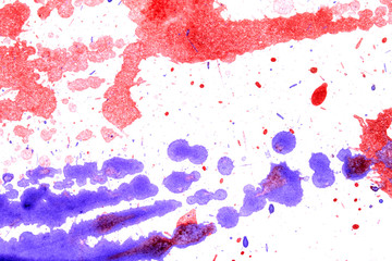 Abstract Flicked Pink and Purple  Paint and Ink on White Paper For Background