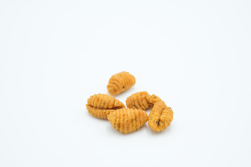 Kuih Siput , a malay traditional cuisine shot on a white isolated background.