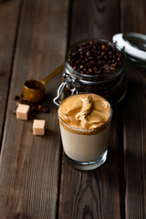 Dalgona Coffee, a trendy fluffy creamy whipped coffee