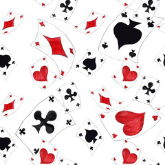  Alice in Wonderland cute watercolor objects set seamless pattern