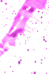 Abstract Flicked Pink and Purple  Paint and Ink on White Paper For Background
