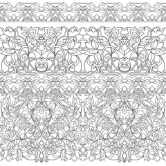 Arabic floral seamless pattern. Traditional arabic islamic background. Mosque decoration element. Outline vector illustration.
