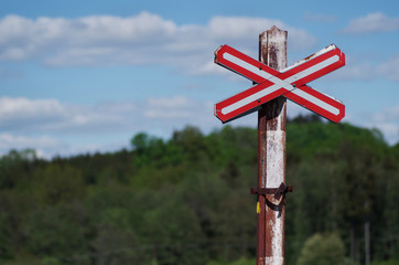 railway crossing sign