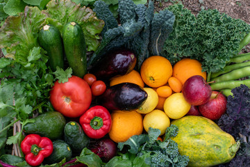 fresh and natural vegetables in a basket