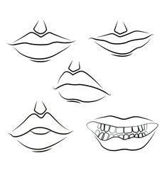 Set black and white vektor lips. Beauty, fashion, cosmetic.	