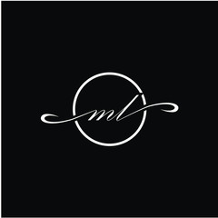 Initial ML beauty monogram and elegant logo design, handwriting logo of initial signature, wedding, fashion with creative template.