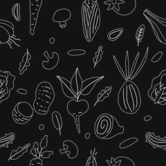pattern doodle chalk board vegetables