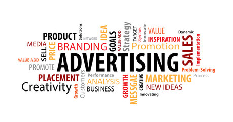 Obraz premium Black, Red and Orange Advertising Word Cloud