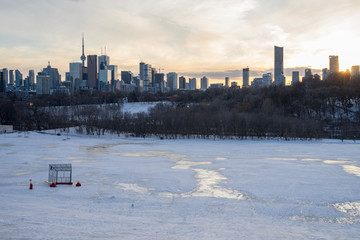 Toronto city view from Riverdale park east in Winter Canada	