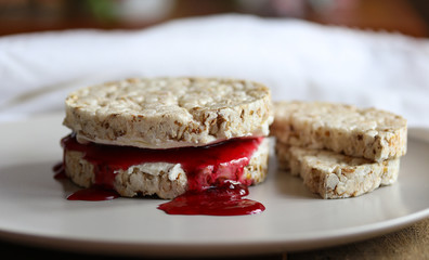 crispbreads with soft cheese and jam