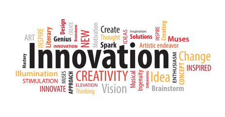 Obraz premium Black Orange and Red Innovation Word Cloud