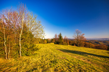 Naklejka premium Mountainous landscape with forests at sunset. Kysuce region in the north of Slovakia, Europe.